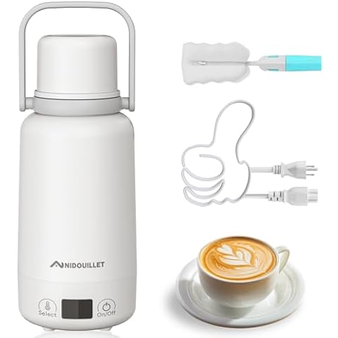 Travel Electric Kettle, 1L/35oz Portable Electric Kettle with Temperature Control, 2024 UPGRADED Hot Water Boiler Bottle for Tea Coffee, 304 Stainless Steel, Christmas Gift for Family Friend Cover