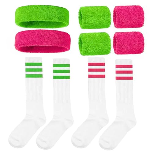 COACOM 2 Conjuntos De Accesorios Deportivos, Calcetines A Rayas Guardias De Muñeca De Banda para La Cabeza, Y Decoración Que Absorbe El Sudor para Los Deportes De Baloncesto Y Fútbol.