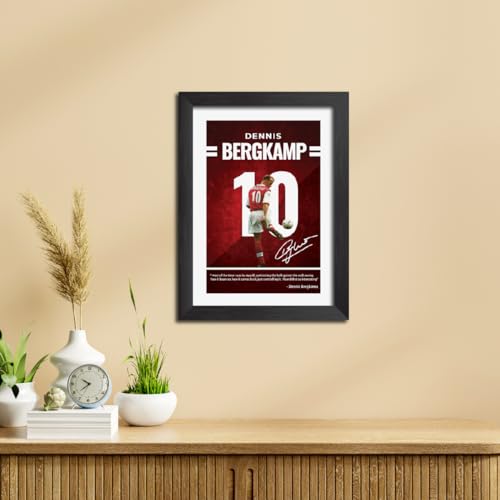 Image of TenorArts Dennis Bergkamp Quotes Poster Arsenal Laminated Photo Print Frame Painting with Matt Finish Black Texture (12 inches x 9inches)