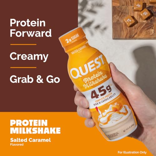 Image of Quest Nutrition Salted Caramel Flavored High Protein Shake, 45g Protein, 2g Sugar, 2g Net Carbs, Ready to Drink, Gluten Free, 12 Count