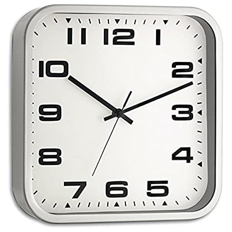 TFA Reloj de Pared electrónico Plata de 300 mm, Acero Inoxidable, Blanco Cover