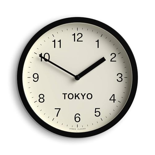Jones Clocks® Tokyo Time zone wall clock, Black, 20 x 20 x 3.5 cm