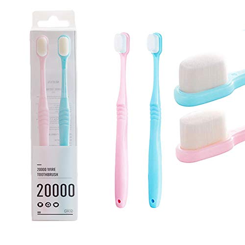 Extra Soft Toothbrush Micro-Nano Manual Toothbrush with 20000 Soft Floss Bristle Good Cleaning Effect for Teeth Oral Gum Recession, 2 Pack