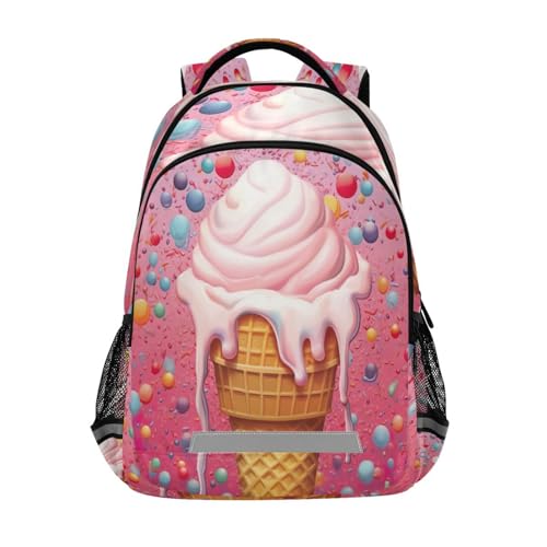 Waterproof Backpack with Cute Ice Cream Design - Lightweight Ergonomic Daypack for Commute, Travel（515）