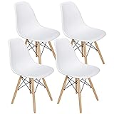 ZENY Modern Dining Chair Set of 4, Mid Century Modern DSW Chair, Side Chairs with Wooden Legs, Shell Lounge Plastic Chair for Kitchen, Dining, Bedroom, Living Room