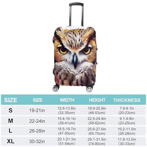Watercolor Cool Owl Head Travel Luggage Cover Anti-scratch Suitcase Cover Elastic Suitcase Protective Cover Fits 19-32 Inch Luggage L2