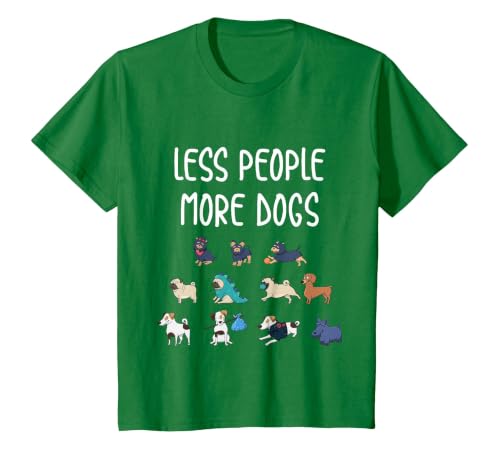 Funny Pet Less People More Dogs T-Shirt T-Shirt, Youth, Kelly Green, Medium