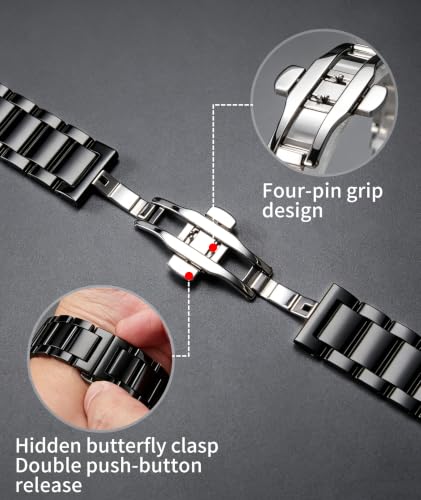 Image of BINLUN Thick Stainless Steel Watch Band Metal Heavy Polished Matte Brushed Finish Watch Strap Replacement for Men Women 16mm /18mm /20mm /21mm /22mm /23mm /24mm /26mm