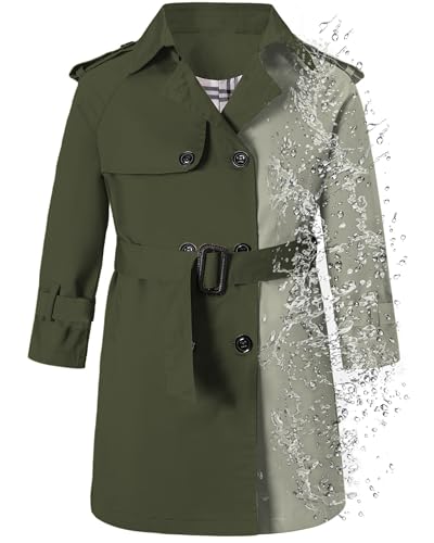 Image of Betusline Boys Waterproof Trench Coat Double Breasted Classic Belted Outwear Jacket Dress Coats