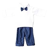 trendige Farben deine-Brautmode Taufanzug Festanzug Anzug Weste Hose Hemd Fliege Taufe Baby Set Adam Anzug, weiß blau, 74