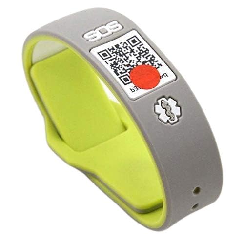 Codylife | Children's ID Bracelets | QR Code | Emergencies | Silicone | Wristband with GPS | Personalised with Your Data | Wristbands for Boys and Girls | 3 Colours (Grey)
