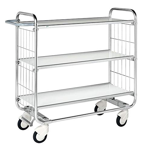 Kommissionierwagen 250 kg, mit 3 Böden, LxBxH 1.395 x 470 x 1.120 mm, verzinkt