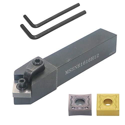 1pcs 5/8 Inch CNC Lathe External Turning Tool Holder MSSNR1616H12, with 2pcs Indexable Carbide Insert SNMG431, Yellow Processed Steel, Fuchsia Processed Stainless Steel. (MSSNR1616H12)
