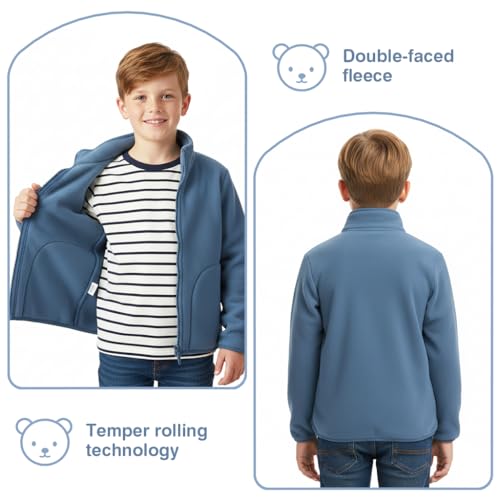 Image of SANNIDHI Kids Fleece Warm Coat, Zip-Up Long Sleeve Jacket with Pockets, High Collar Design, Fashion Outerwear Jacket for Boys & Girls, Ideal for Fall Winter Coat