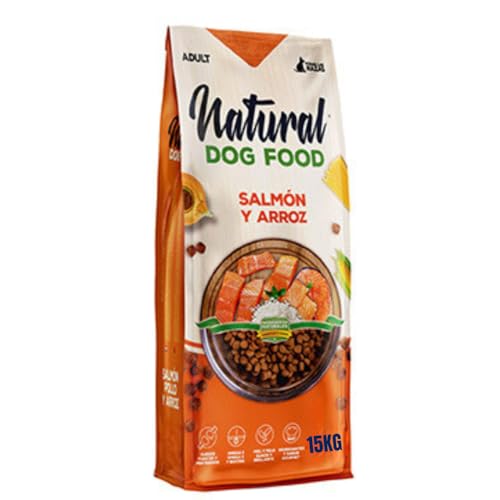 Natural Dog Food Salmón y Arroz - Pienso Premium para Perros Adultos Pequeños y Grandes, Todas Las Razas, Alimento Seco Natural (15 KG.)