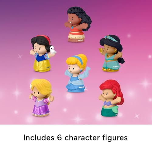 Image of Fisher-Price Little People Disney Princess, 6 Figures Ages 18+ Months | 6 characters included: Moana, Ariel, Snow White, Rapunzel, Cinderella, Jasmine, toddler-safe plastic