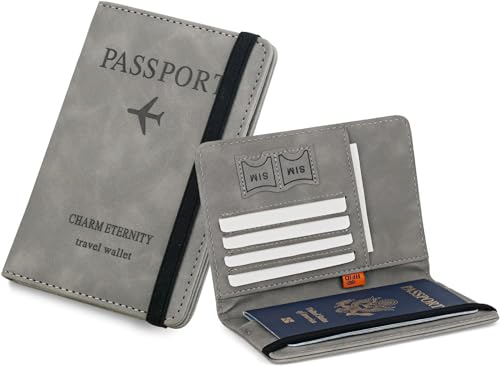Image of Passport Holder Cover Travel Wallet Organizer, Passport Case with PU Leather Travel Document Holder for Men & Women Travel Accessories