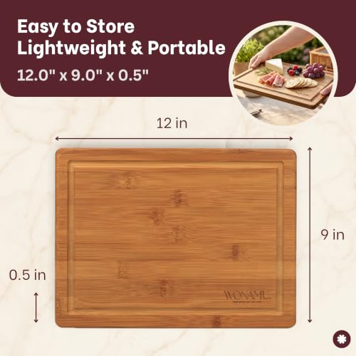 Tabla de Cortar Rectangular de Bambú WONAMU, 30.5x22.9x1.3 cm miniatura 3