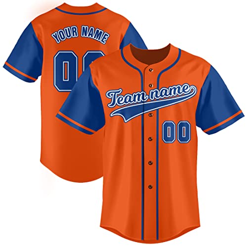 Custom Orange Baseball Jersey Button Down Shirt Customized Name Number Sports Uniform for Men/Women S-7XL miniatura 1