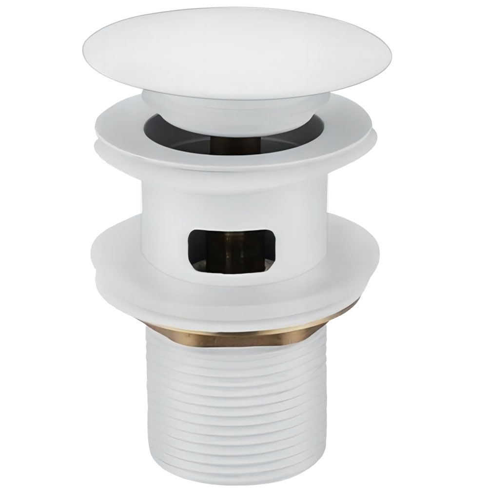 Juego de desagüe para lavabo con rebosadero, juego de desagüe para válvula de desagüe, válvula pop-up, juego de desagüe universal para lavabo y lavabo (Blanco)