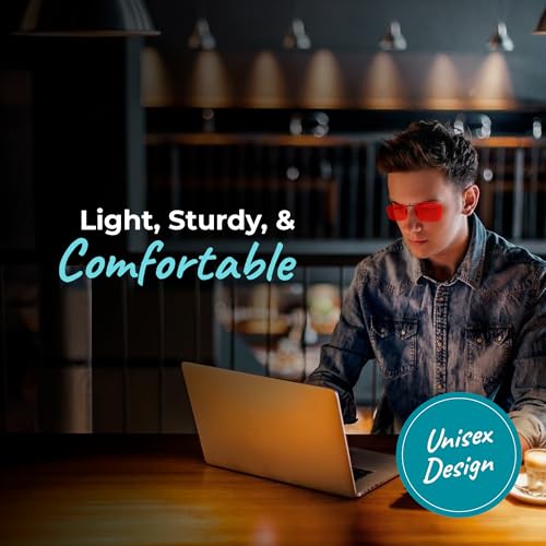 Image of 100% Blue Light Blocking Glasses - Women + Men - Better Sleep - Anti Eye Strain Protection - Computer Screens Gaming