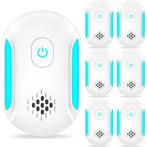 Ultrasonic Insect & Pest Indoor Repeller – Plug-in Control Electronic Repellent for Roach, Mouse, Rodent, Bugs, Spider, Mice, Ant, 2 Mode (6 Pack)