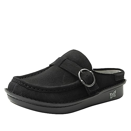 Image of Alegria Women's Brigid Leather Moc Toe Open Back Clog with Heel Cup | Casual Shoes