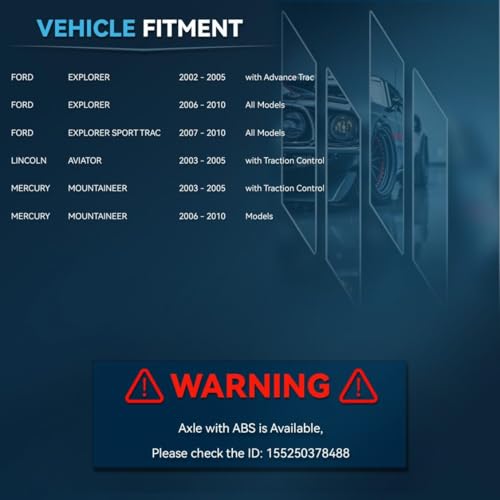 Image of Detroit Axle - Rear CV Axle Shafts Replacement for 2002-2010 Ford Explorer