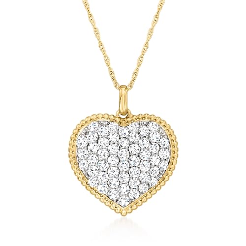 Ross-Simons 1.00 ct. t.w. Pave Diamond Heart Pendant Necklace in 14kt Yellow Gold