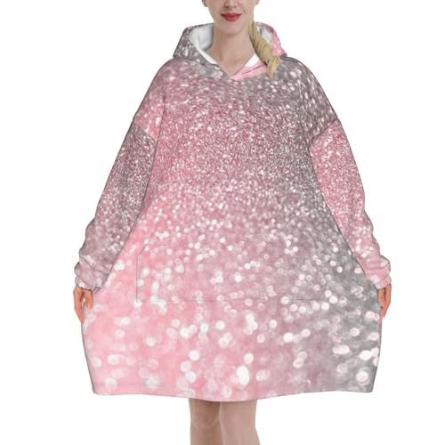 Couverture à capuche luxueuse en flanelle brillante or rose