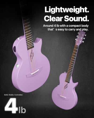 Image of Enya NOVA GO SP1 Carbon Fiber Travel Guitar - 35 inch Acoustic Electric with Smart AcousticPlus Technology, Built-in Effects, USB Recording, Bluetooth Speaker, Beginner Bundle with Gig Bag & Accessories