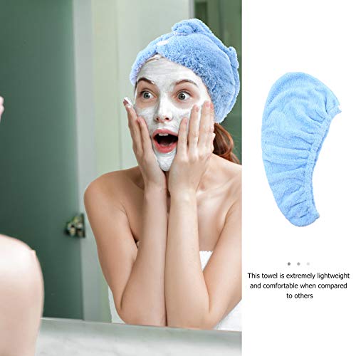 Lurrose Toalha de Cabelo de Lã Coral Envolve Com Botão para Mulheres Cabeça de Turbante de Secagem R