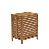 Household Essentials 6216-1 Natural Bamboo Laundry Hamper with Hinged Lid and Cotton Liner Large