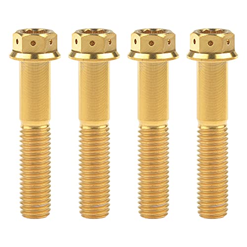 Vis à tête hexagonale M10 anti-desserrage pas 1.25 filetée dorée 50mm contre vibrations