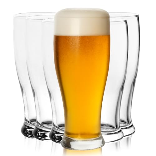 Set 4/6/12 Bicchieri Alti per Birra - Vetro Trasparente, 330 ml, Eleganti, Calici Adatti per Birra e Cocktail - Diametro 6,5x16,5H cm (6, Trasparente, 6,5 x 16,5 CM)