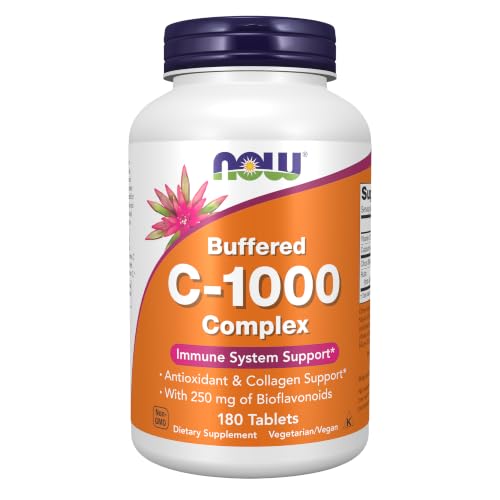NOW Foods Supplements Vitamin C-1000 Complex with 250 mg of Bioflavonoids Buffered Antioxidant Protection* 180 Tablets