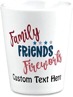 Ceramic Custom 4Th of July 4Th of July Shot Glasses Family Friends Fireworks Star 4Th of July Holidays and Occasions Bar Supplies Accessories Personalized Text Here 2 Oz