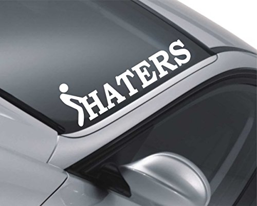 Adhesivo para parabrisas de coche con texto "Haters