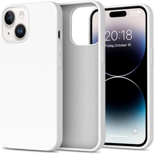 Image of DIZORO Microfiber Candy Case Compatible for iPhone 13 / iPhone 14 6.1 Inch Shockproof Slim Back Cover Liquid Silicone Case - White