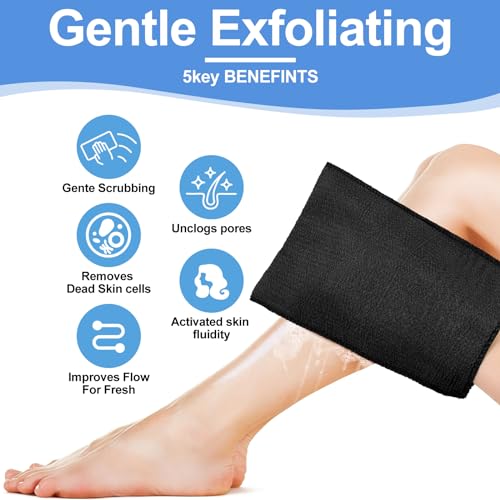 Image of Tatuo 12 Pack Korean Exfoliating Mitts, Italy Towel,9.5 x 5.7 in,Black