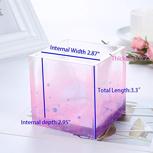 image for VTurboWay Big DIY Square Resin Plant Mold, Cube Silicone Molds, DIY Fl