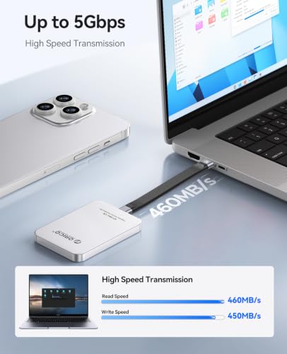 Image of ORICO 512GB Magnetic External SSD, Aluminum Alloy, Up to 460MB /s | External Solid State Drive, Expand Storage for iPhone 17 Pro Max, Compatible w /MagSafe, USB-C Smartphones - K5MINI
