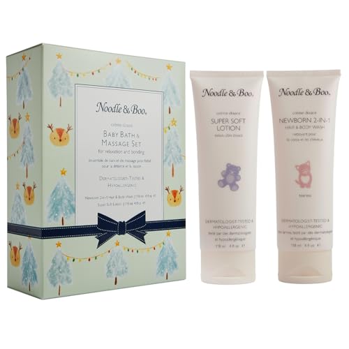Image of Noodle & Boo Baby Bath & Massage Gift Set – Includes 4 oz Newborn Hair & Body Wash & Super Soft Lotion, Hypoallergenic, Pediatrician-Tested, Dermatologist-Tested for Delicate and Sensitive Baby Skin