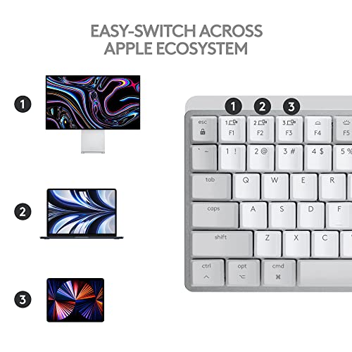 Logitech MX Mechanical Mini for Mac Wireless Illuminated Keyboard, Low-Profile Performance Switches, Tactile Quiet Keys, Backlit, Bluetooth, USB-C, Apple, iPad - Pale Grey by Logitech - Image 9
