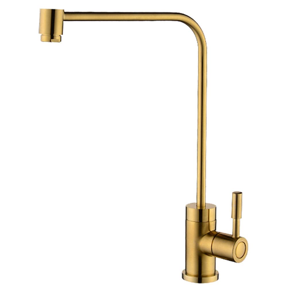 Grifo purificador para fregadero de cocina con elegante acabado en dibujo dorado y giro de 360°