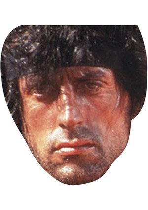 FoxyPrinting Rambo Celebrity Cardboard Party Face Mask Fancy Dress