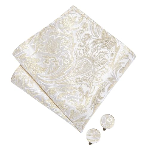 Image of Hi-Tie Bow Ties for Men Pre-Tied Pocket Square with Cufflinks Mens Bowtie Sets for Wedding Formal Party