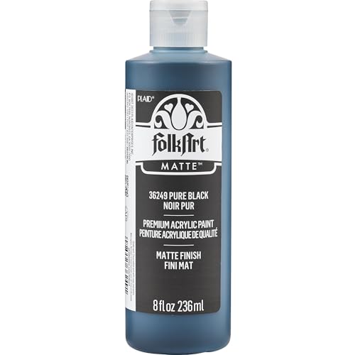 Image of FolkArt Acrylic Craft Paint, Matte Finish, Pure Black, 8 fl oz
