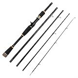 Angelrute aus Kohlefaser, 1,8 m/2,1 m, ML-Aktion, tragbarer 4-teiliger Reise-Spinner und Baitcast-Rute mit EVA-Griff und Anti-Wicklungsführungen für Barsch, Wels, GU-N Griff 1,8