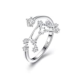 EleQueen'Virgo Women's 925 Sterling Silver Cubic Zirconia Horoscope Zodiac 12 Constellation Ring Collection Birthday Gift
